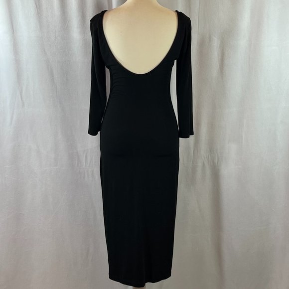 Lulus Black Scoop Back Long Sleeve Midi Dress Size Small - Picture 1 of 7